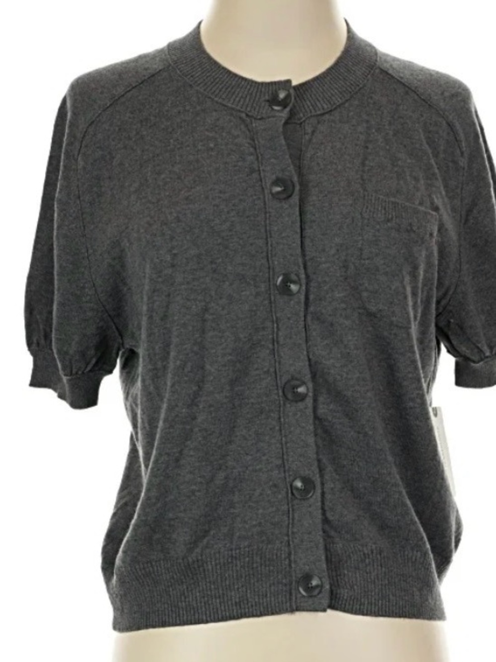 Anthropologie Maeve Charcoal Gray Short Sleeve Button Cardigan NWT - Picture 3 of 6